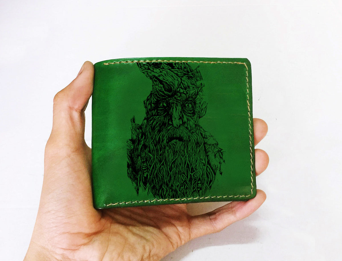 Mayan Corner - Customized leather wallet for him, The Witch King of Angmar Sauron Mordor leather gift for friend, cool wallet for husband