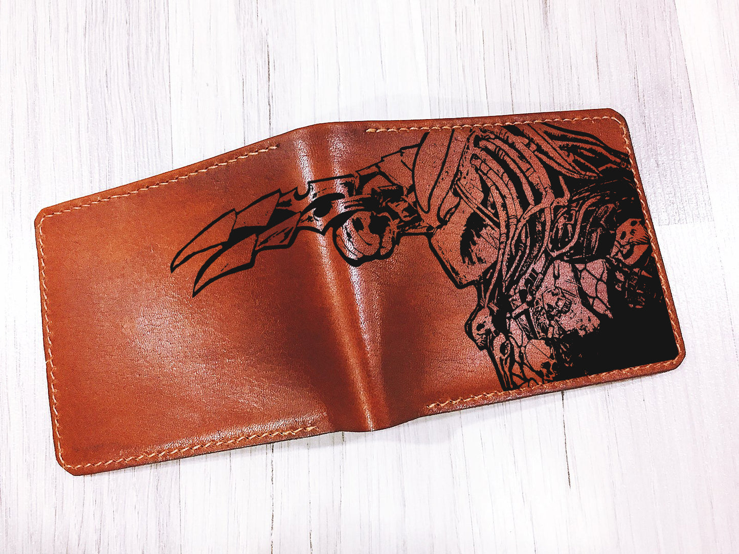 Mayan Corner - Predator monster leather handmade men's wallet, custom gifts for him, father's day gifts, anniversary gift for men