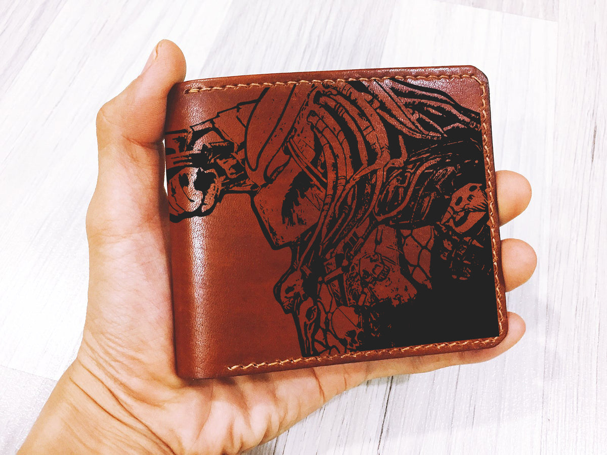 Mayan Corner - Predator monster leather handmade men's wallet, custom gifts for him, father's day gifts, anniversary gift for men